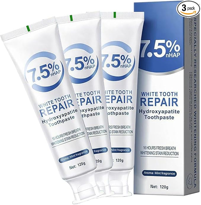 Hydroxyapatite Toothpaste for Enamel Repair & Stronger Teeth, Gentle Mint Flavor, Fresh Breath, Daily Oral Care with Hidroxiapatita