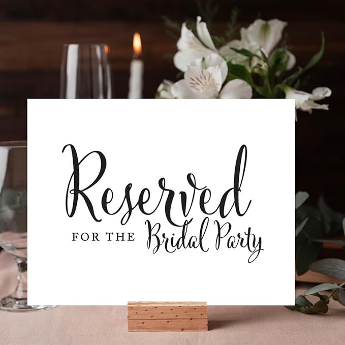 Andaz Press Wedding Party Signs, Formal Black and White, 8.5-inch x 11-inch, Reserved for the Bridal Party, 1-Pack