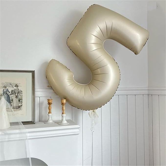 80th Birthday Balloons Cream for Women, 40 Inch Giant Beige Foil Number 80 Balloons Self Inflating, Ivory White Sand Digit 8 & 0 Helium Balloons for Men 80th Anniversary Party Decorations Supplies