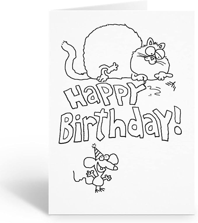 Stonehouse Collection Happy Birthday Kid Set of Coloring Greeting Cards - 12 Color-in Card and Envelopes (Assorted)