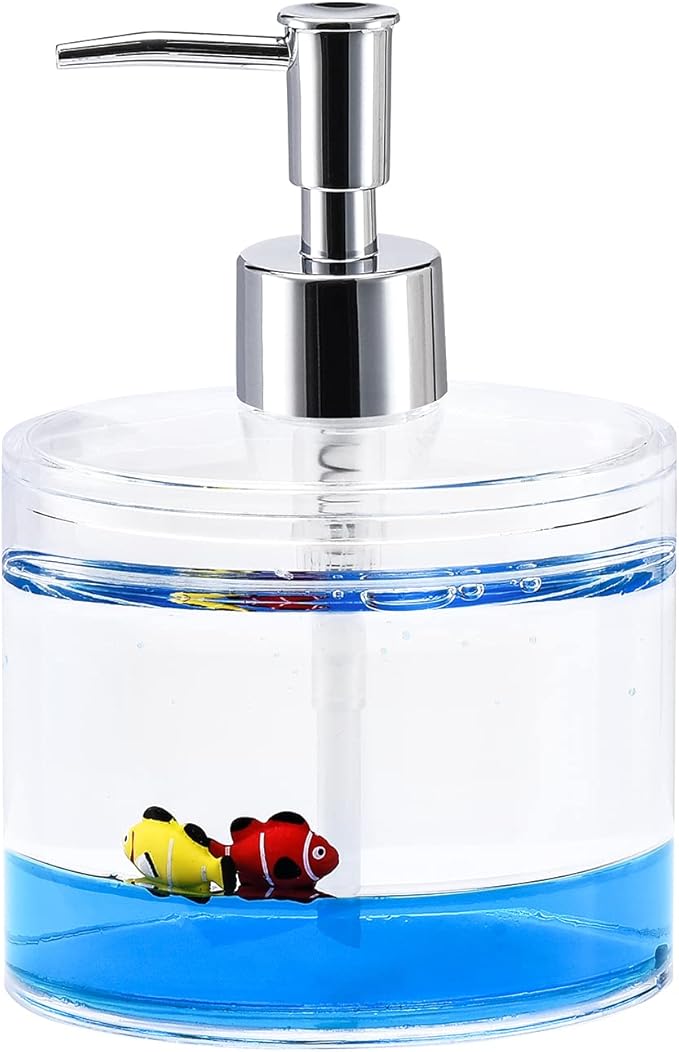 Locco Decor Acrylic Liquid 3D Floating Motion Bathroom Kitchen Vanity Accessory Soap Lotion Dispenser Ocean Cartoon Animal Theme Nimo Fish