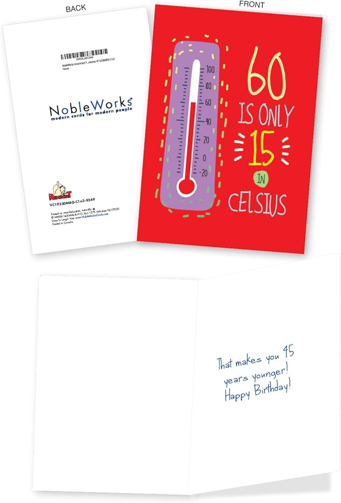 NobleWorks Assortment Pack of 3 Hilarious 607080th Milestone Birthday Greeting Cards with Envelopes For Men and Women (3 Designs, 1 Each) Celsius Major Milestones VC10230MBG-C1x3