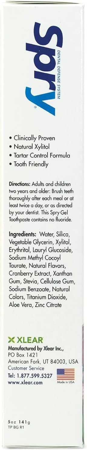 Spry Fluoride Free Toothpaste for Kids, Teeth Whitening with Xylitol, Natural Breath Freshening, Mouth Moisturizing, Bubble Gum (5oz, Pack of 1)