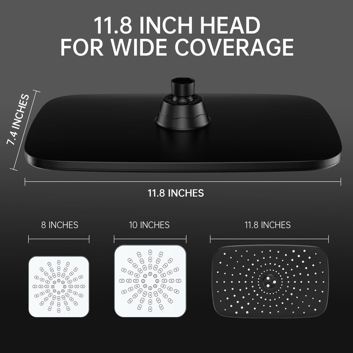 Veken 11.8 Inch Rain Shower Head with Handheld- High Pressure Dual Shower Heads with 5 Modes Hand held Spray Combo- Wide Rainfall Showerhead with Hose, Bathroom Accessories, Matte Black