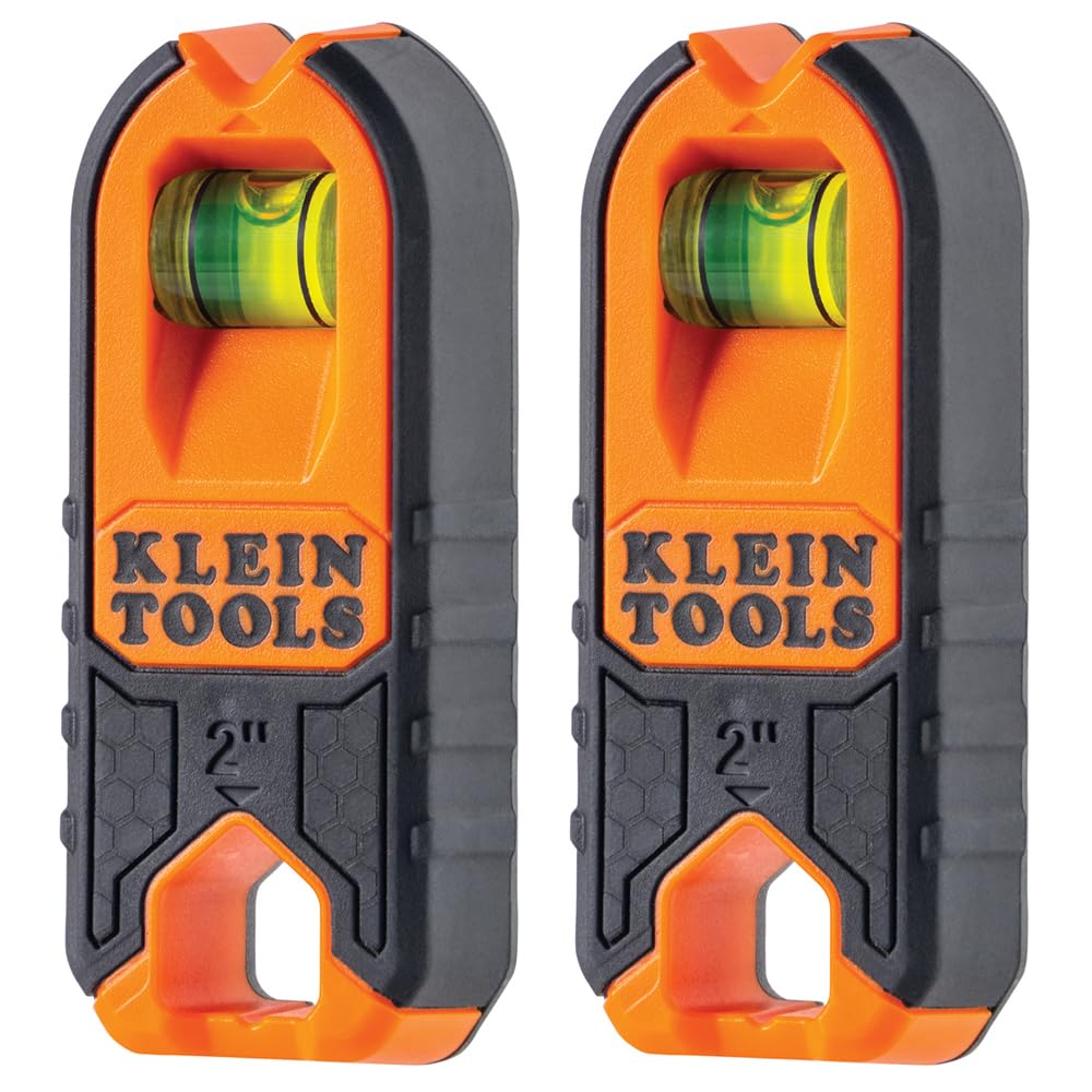 Klein Tools MSF1002 Magnetic Stud Finder and Level, Compact, Wood and Metal Detector with Bubble Vial for Accurate Markings, Felt Pad Backing, 2-Pack