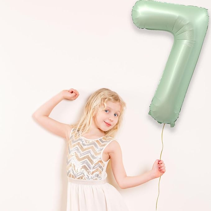 40 Inch Olive Green Large Number Balloons 0-9, Number 7 Balloons Foil Mylar Big Number Balloons, Helium Number Balloons Decorations For Birthday, Anniversary Events, Wedding Party