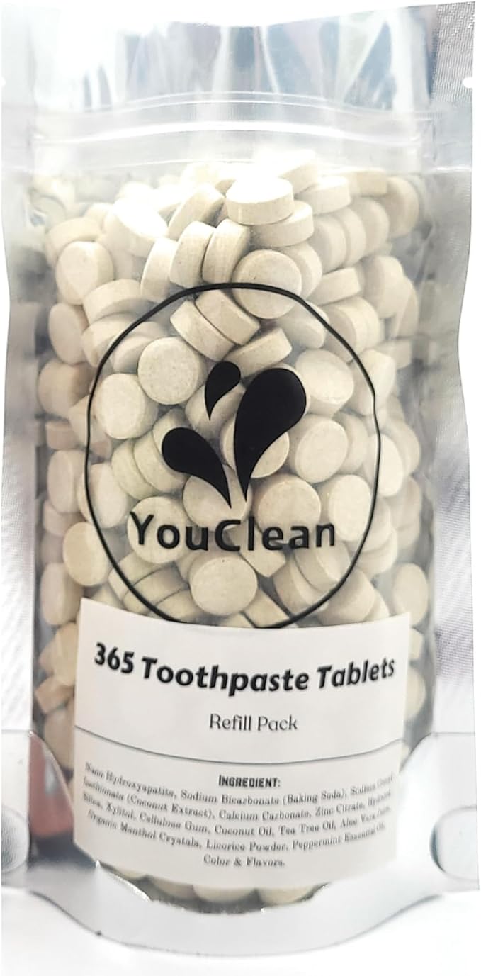 Refill Pack - 365 Toothpaste Tablets - Natural Remineralization & Whitening with Nano Hydroxyapatite - Travel or Daily Use - Fluoride Free (Cinnamon365)