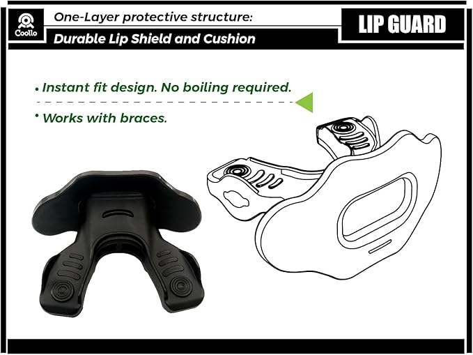 Football Mouth Guard Lip Guard MAXX/Might Football and High Impact Sports Lip Protector for Adults & Youth (Strap Included)
