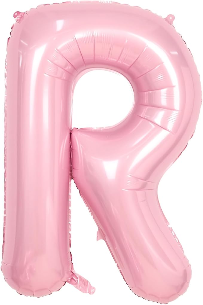 Pink Letter R Balloons,40 Inch R Letter Balloon Light Pink,A to Z Alphabet Polyester Film Helium Custom Pastel Letter Balloon for Birthday Anniversary Baby Shower Wedding Party Decorations