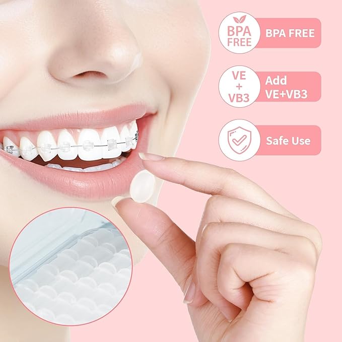 10 Box Clear Braces Wax for Teeth Precut Orthodontic Wax for Braces Aligners, Wax Dots, Hardcover Box Dental Wax with Mirror for Home Travel Office, Strawberry Flavored, 4Pack/Box