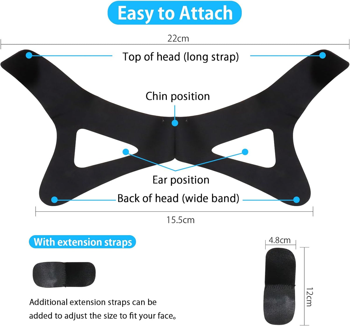 Chin Strap for Sleeping,Anti Snoring Chin Strap for CPAP Users,V-Line Lifting Mask,Adjustable and Breathable Chin Strap-Keep Mouth Closed for Effectively Reduce Snoring (Black-White)