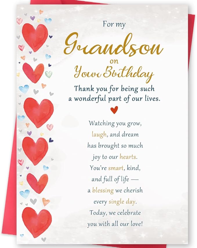Grandson Birthday Card Gifts, Birthday Card for Grandson from Grandma Grandpa Grandparents
