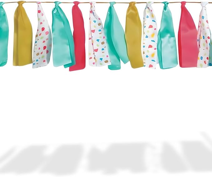 Charming Multicolor Garland - Pack of 1, Great for Parties & Events, Rainbow Terrazzo Ribbon, 8.5" x 72"