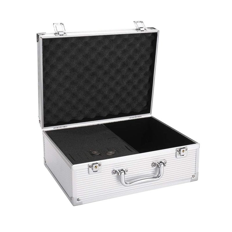 Tattoo Kit Box,Tattoo Case Organizer 12.6" x 9.5" x 5.1" W/Lock Machine Carrying Case,Aluminum Alloy with Sponge for Tatto Machine Box(silver)