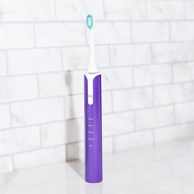 Soniclean Lux Sonic Toothbrush for Adults with 6 Toothbrush Heads, Rechargeable, Automatic, Purple