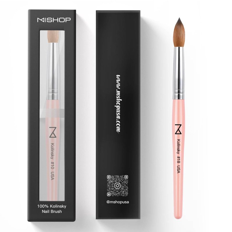 M – Majesti Pink 100% Kolinsky Acrylic Nail Brush | Professional Acrylic Sculpting & Application Brush | Handcrafted Premium Nail Art Tool for Nail Technicians (#10)