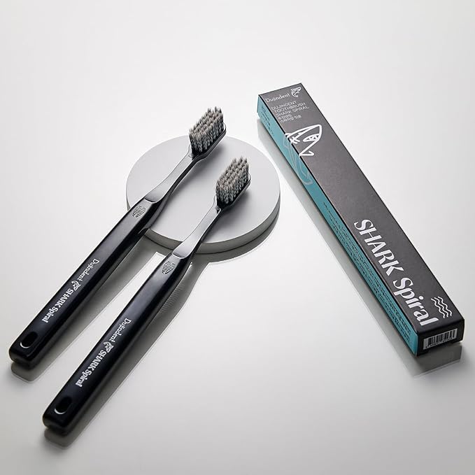 Toothbrush [Made in Korea] Shark Spiral Extra Soft Toothbrush for Plaque Removal, Gentle on Gums, Implant (3 Packs)