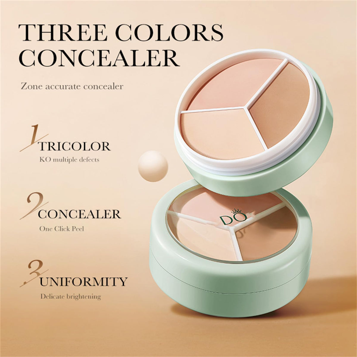Artistic Tri Color Concealer Palette Waterproof Tri Color Foundation Cover Full Coverage Face Concealer Makeup Highlight Contour Palette (2 Pack)