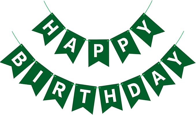 Hooqict Happy Birthday Banner Dark Green Birthday Party Decorations Green Party Banner Garland Sign for Kids Adults Men Golf Birthday Decorations Supplies