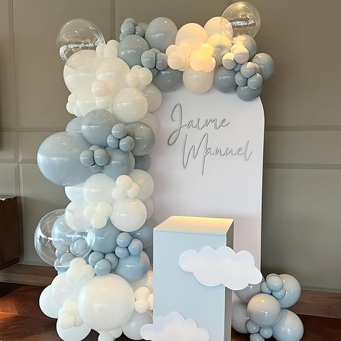 Blue Balloons 5inch Pale Aqua Balloons 60pcs Mini Round Small Retro Light Dusty Fog Mist Blue Latex Balloon for Arch Garland Boho Birthday Party Decoration Wedding Baby Shower Graduation