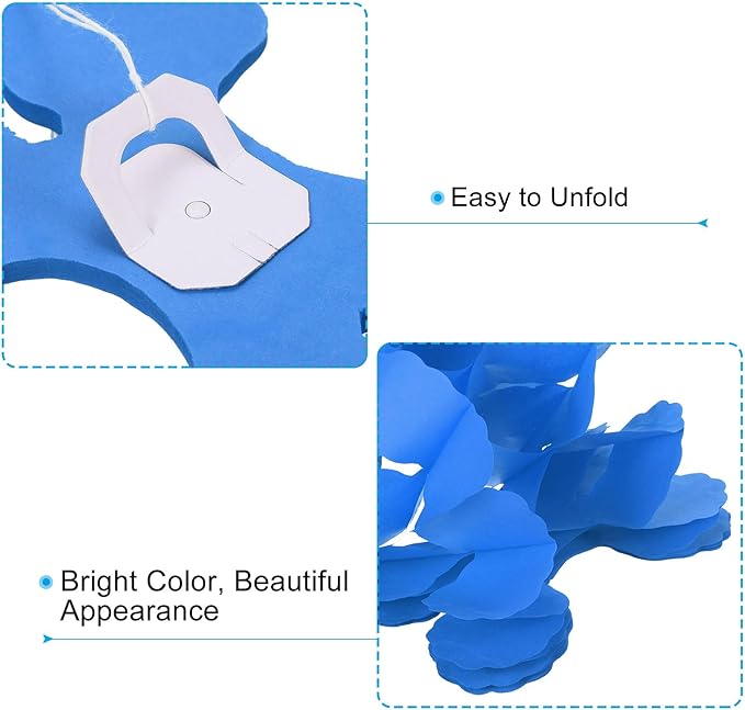 PATIKIL 9.8ft Four-Leaf Garland, 6 Pack Tissue Paper Hanging Flower Garland Reusable Streamers for Party Wedding Backdrop Decorations, Sky Blue