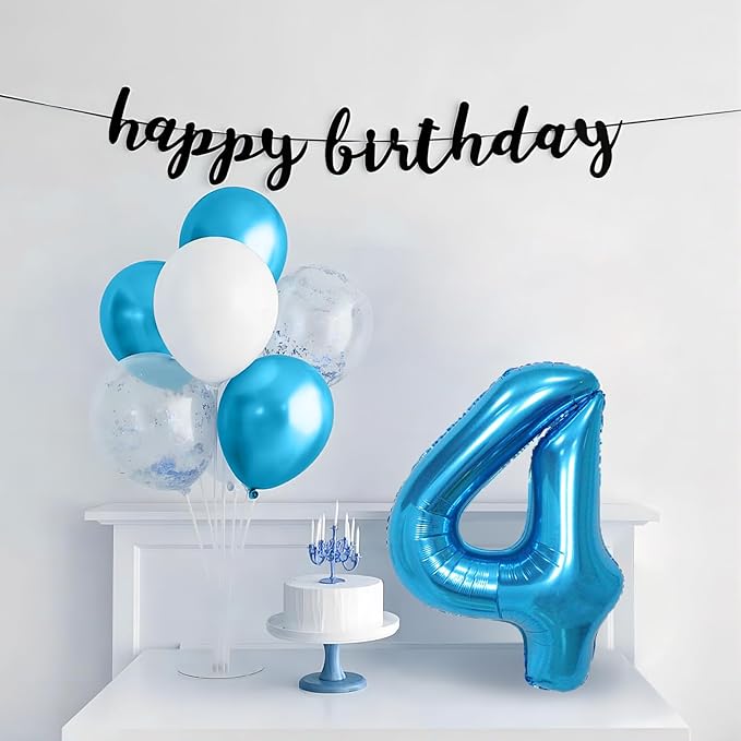40 Inch Blue Number Balloons, Helium Mylar Foil Number Balloons for Birthdays, Number 4 Balloon for Party Wedding Bachelorette Birthday Bridal Shower Graduation Anniversary Celebration Party