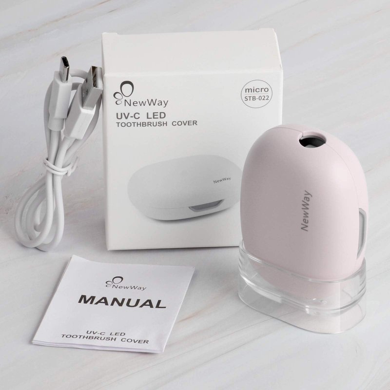 NewWay Mini Toothbrush Cover Rechargeable Travel Toothbrush Case with Holder for Houshold and Traving or Business Trip Pink