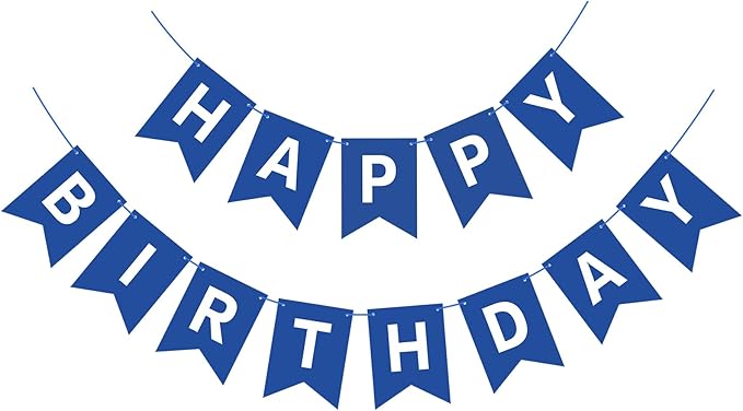 Navy Blue Happy Birthday Banner Sign Happy Birthday Bunting Banner Garland for Men Boy Baby Kids 1st Birthday Tea Party Decorations Bunting Flag Birthday Party Supplies