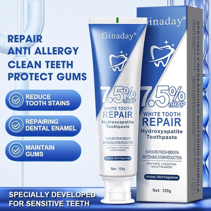 2 Pcs Hydroxyapatite Toothpaste, Deep Cleaning Care Repair Tooth Oral Health Fresh Breath.