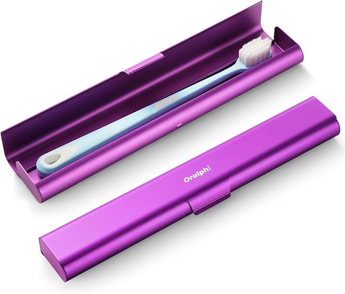 Aluminum Toothbrush Travel Case, Portable Travel Toothbrush Holder, Durable Manual Toothbrush Box Container for Traveling, Bathroom, Camping, Business Trip-Purple