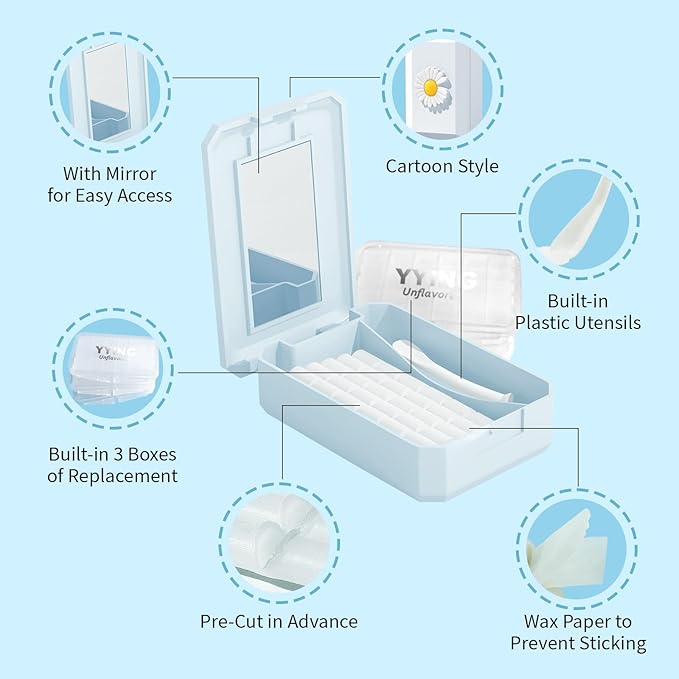 1+3 Pack Orthodontic Wax for Braces Aligners 120 Precut Wax Dots, Braces Wax, Hardcover Box Dental Wax with Mirror for Home Travel Office, Unscented