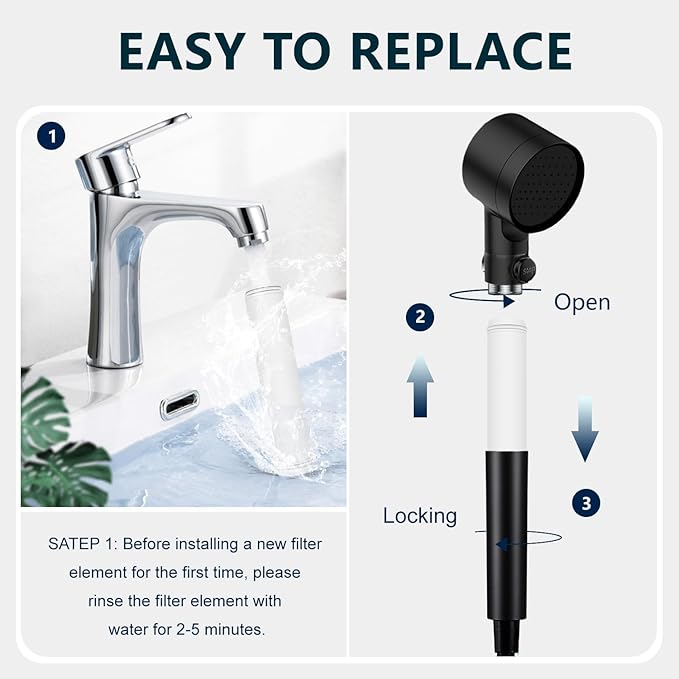 AWO 4 PACK Replacement Showe Filter Cartridge Compatible for PWERAN and for Fitespot Handheld Showerhead,Multi Stage Shower Filtration Systems for Hard Water Reduces Chlorine and Harmful Substance