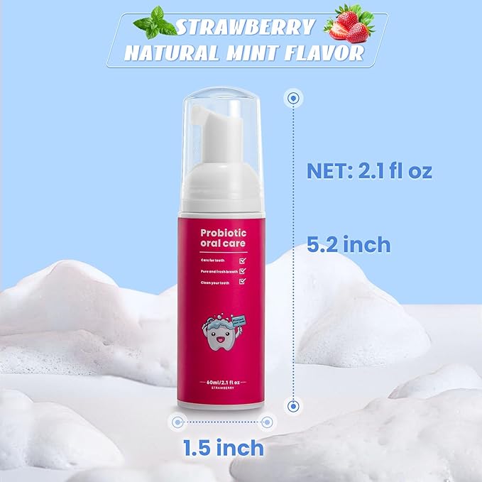 Kids Foam Fluoride Free Toothpaste with Strawberry and Blueberry Mint Flavor,Toddler Natural Teeth Deep Cleaning Toothpaste for U Shaped Toothbrush