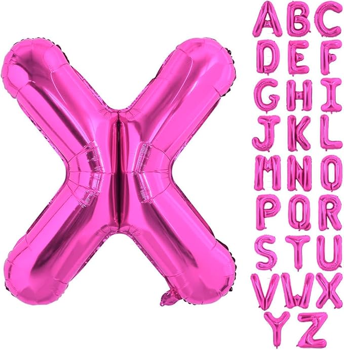 40 Inch Large Hot Pink Letter X Balloons Alphabet X Letter Balloons Foil Mylar Letter A Balloons for Birthday Party Anniversary New Year Graduation Wedding