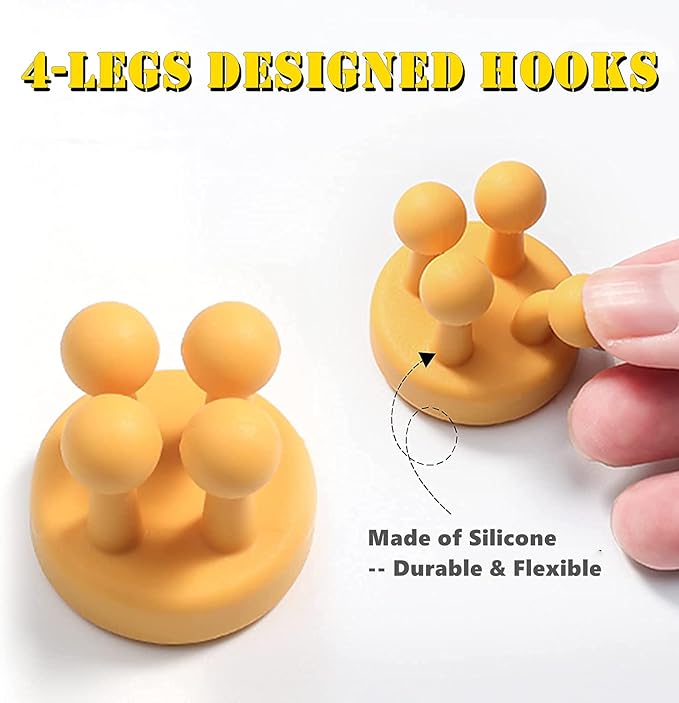 Silicone Toothbrush Holders - 4 Pcs Razor Hooks Adhesive Wall Mounted for Hanging Towel Key Plug Cable, Utility Decor Stick to Dorm Room Essentials Function for Kitchen Bathroom Home Office