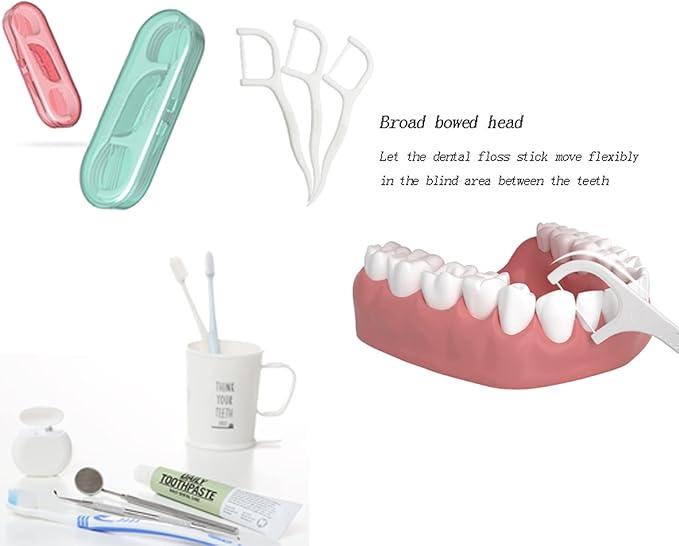 High Toughness Professional Toothpicks Sticks Dental Floss Picks 40 Picks Threader Flosser with 4 Storage Cases, flossing for Family,Hotel,Travel
