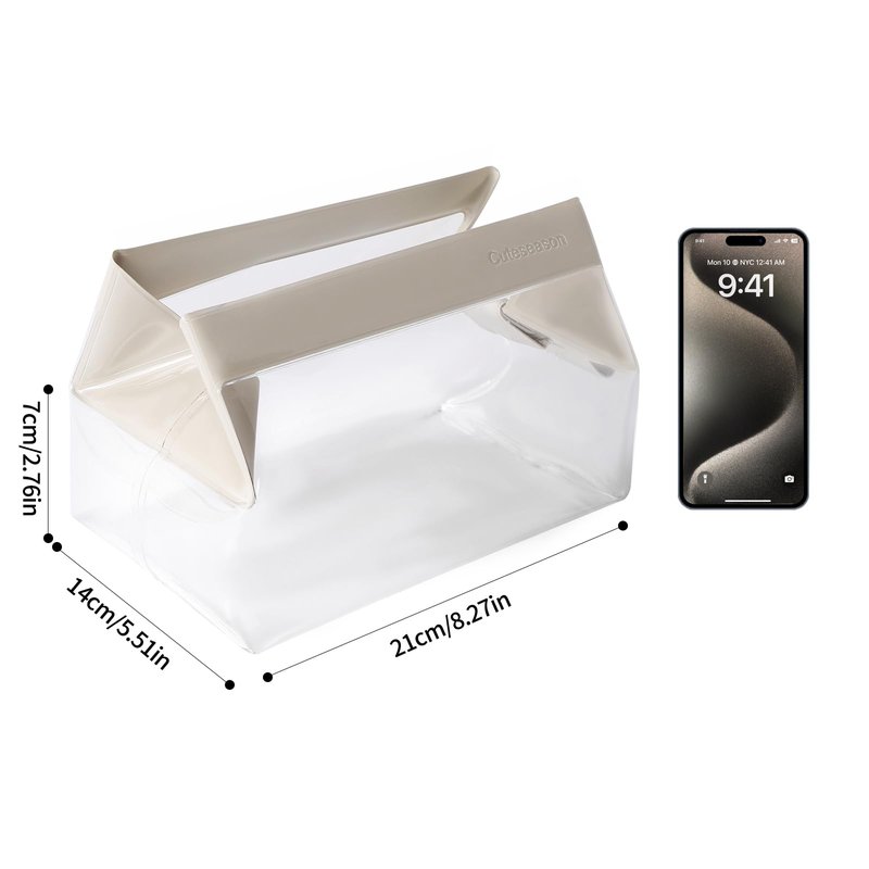 Cuteseason Clear Toiletry Bag with Magnetic Closure, 0.7mm Thick Structured TPU Travel Organizer, Transparent Pouch for Toiletries, Makeup and Daily Essentials, Modern Color Trim (White Trim)