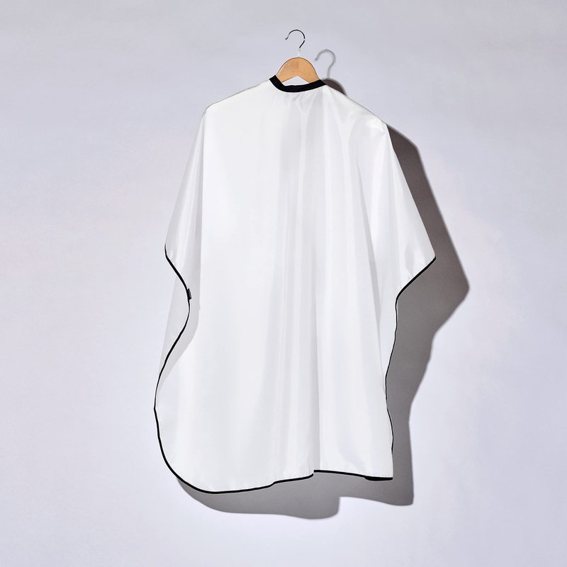 Fromm Professional Client Hair Styling and Hair Cutting Cape, Water and Stain Repellent Teflon Coating for Shampoo Bowl and Wet/Dry Cutting, 44" x 58", White with Black Trim
