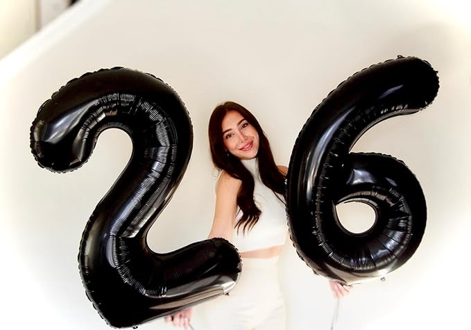 Black Number 6 Balloon 40 Inch, 6 Balloon Number, 6th Birthday Decorations, Black Party Supplies for Boys Girls