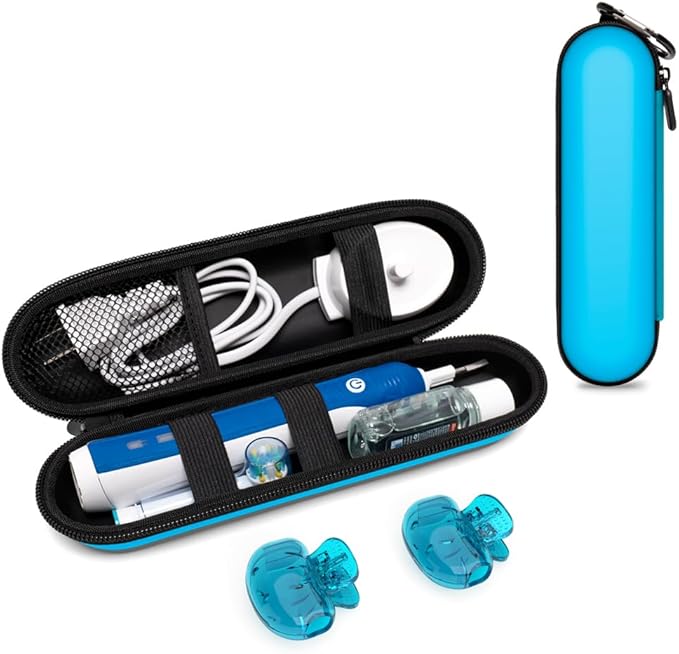 Nincha Electric Toothbrush Travel Case Compatible with Oral-B/Philips Sonicare/Colgate/Reach, and Most Electric Toothbrush, Includes 2 Universal Toothbrush Covers (Blue Case + Blue Covers)