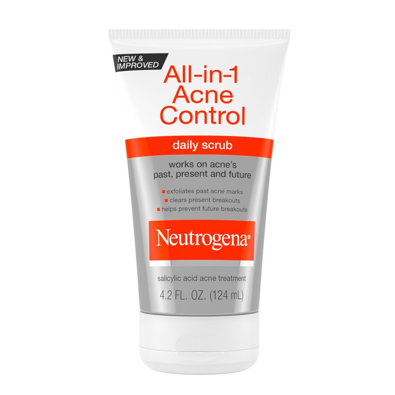 Neutrogena All-In-1 Acne Control Daily Face Scrub to Exfoliate & Treat Acne, with 2% Salicylic Acid Acne Medication, Exfoliating Acne Facial Scrub for Acne Marks & Breakouts, 4.2 fl. oz, 3 Pack