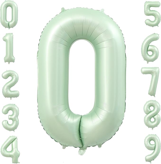 40 Inch Olive Green Large Number Balloons 0-9, Number 0 Balloons Foil Mylar Big Number Balloons, Helium Number Balloons Decorations For Birthday, Anniversary Events, Wedding Party