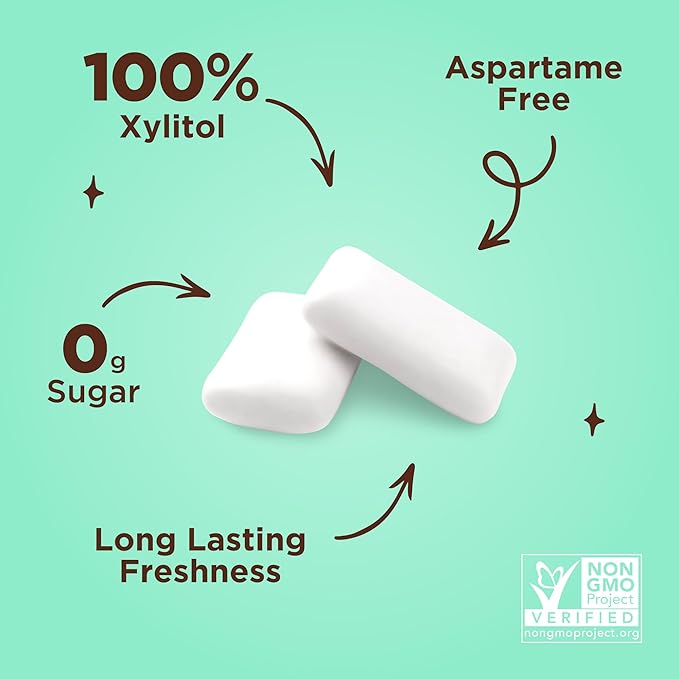 PUR Gum | Aspartame Free Chewing Gum | 100% Xylitol | Natural Chocolate Mint Flavored Gum, 55 Pieces (Pack of 1)