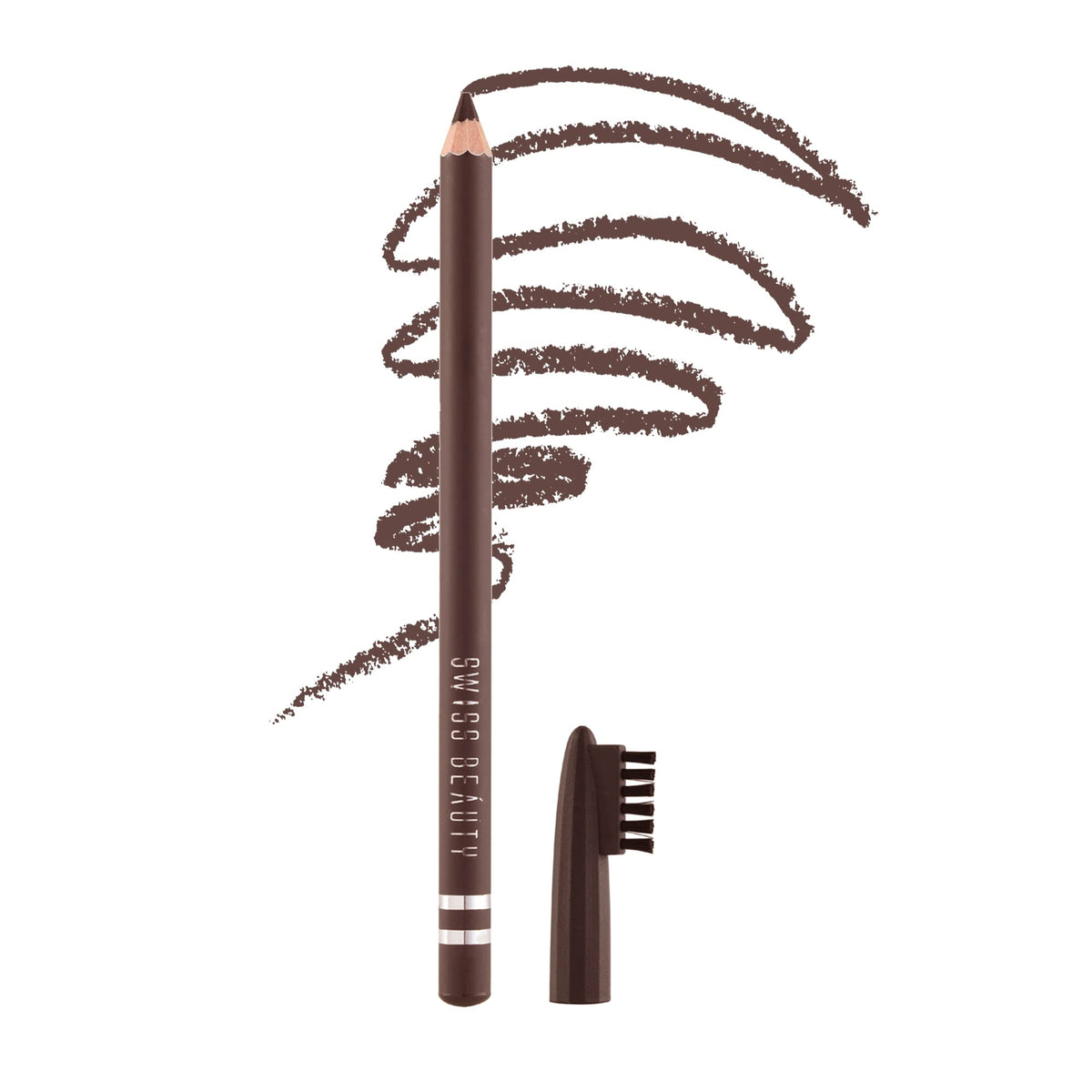 Swiss Beauty Waterproof Eyebrow Pencil With Brush | Smudge Proof Eyebrow Definer Pencil | Shade - 02 Dark Brown, 1.5G|