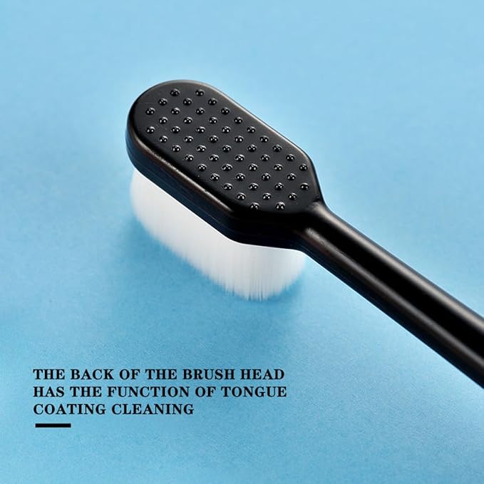 TEHAUX Micro-Nano Bristle Toothbrush Set 4Pcs Soft Tooth Cleaning Brushes for Adults Oral Care Kit Black White Travel Family Pack