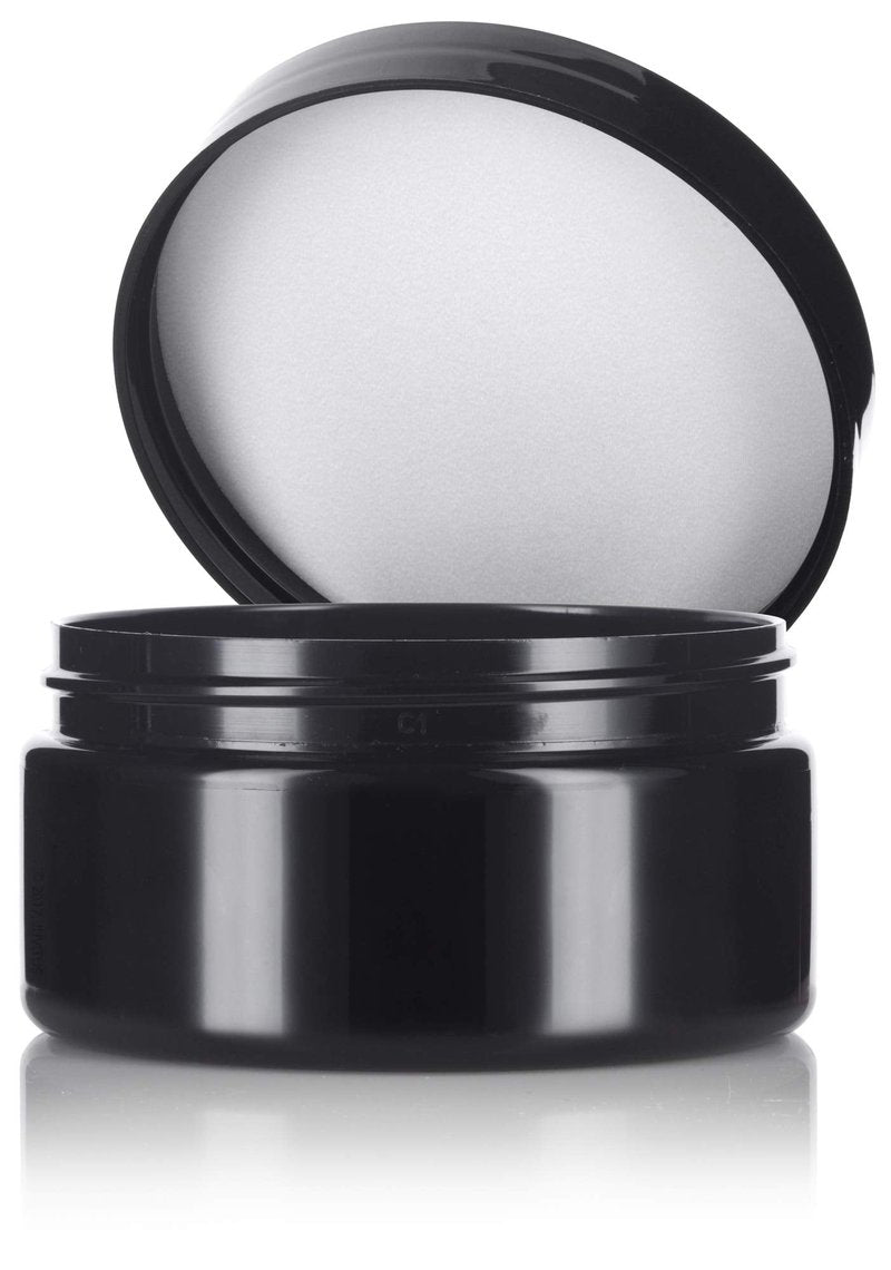 (12 Pack) 8 oz Black PET Plastic Low Profile Jar With Lid for Storage Refillable