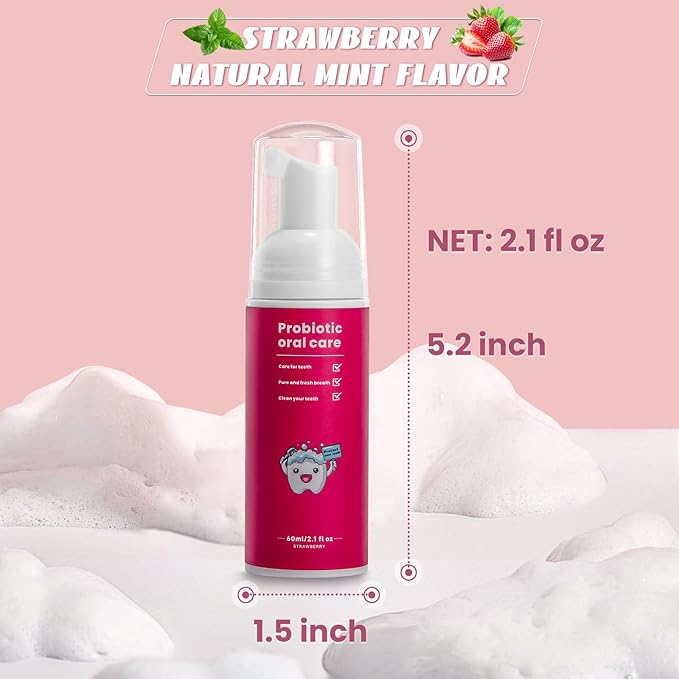 Kids Foam Fluoride Free Toothpaste with Watermelon and Strawberry Mint Flavor, Toddler Natural Teeth Deep Cleaning Toothpaste for U Shaped Toothbrush