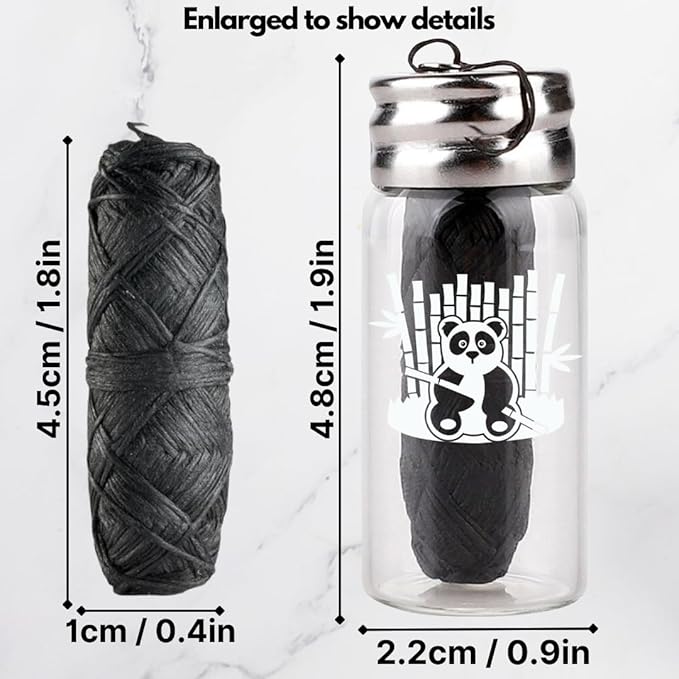 BOONBOO Dental Floss, Bamboo Charcoal Woven Thread, Glass Bottle + 3 Spools, Total 300FT/90M, Waxed, Coconut