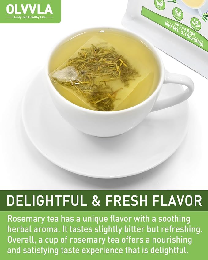 Olvvla - Rosemary Tea Bags - 1.5g X 60 Count - Pure Natural Dried Rosemary Leaves - Cultivated in Egypt - Non-GMO - Caffeine-free - Support Digestion