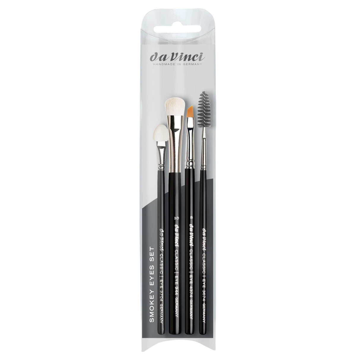 da Vinci Cosmetics Series 4803 Classic Smokey Eyes Look Brush Set with Eyeliner, Blender, Eyelash Brush, and Applicator, Multiple Sizes, 46.2 Gram, 4 Brushes
